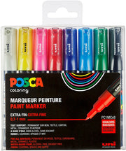 Uni Posca Verfmarker - lijndikte: 0,7 mm - PC-1MC - Set 8st - Basis