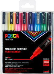 Uni Posca Verfmarker - lijndikte: 0,9-1,3 mm - PC-3M - Basis - Set van 8
