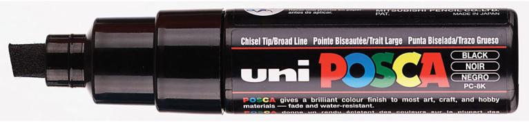 Uni Posca Verfmarker - lijndikte: 8mm - Zwart (24)