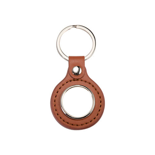 Sleutelhanger kunstleer - Rond- Bruin - 4,2 x 8,5 cm