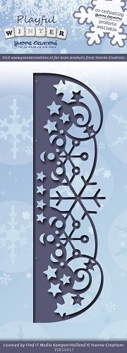 Die - Yvonne Creations - Playful Winter - Snowflakes border (AFGEPRIJSD)