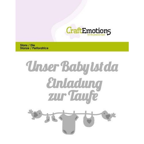 CraftEmotions Die Text - Unser Baby ist da (DE) Card 11x9cm (115633/0422) (AFGEPRIJSD)