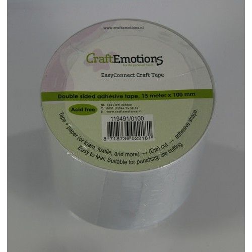 CraftEmotions EasyConnect (dubbelzijdig klevend) Craft tape 15m x 100mm (119491/0100)