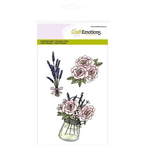 CraftEmotions clearstamps A6 - Pot met rozen en lavendel High Tea Rose (130501/1063)*