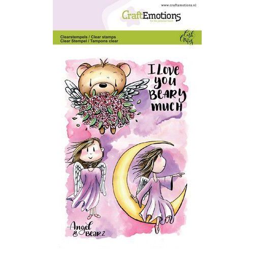 CraftEmotions clearstamps A6 - Angel & Bear 2 Carla Creaties (130501/1645) (AFGEPRIJSD)