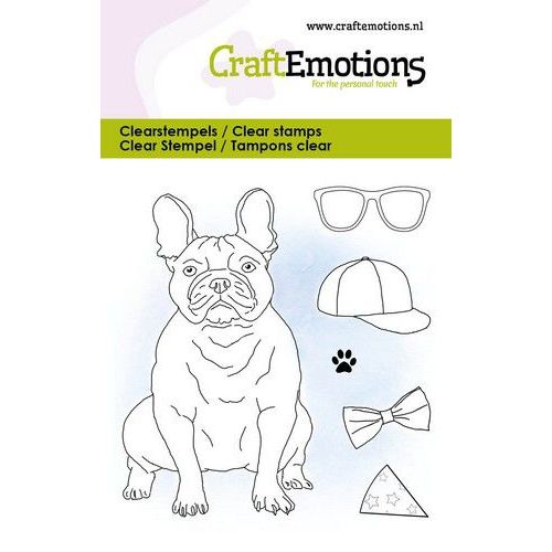 CraftEmotions clearstamps 6x7cm - Bulldog met accessoires*