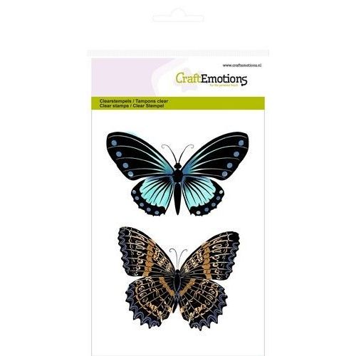 CraftEmotions clearstamps A6 - 2 vlinders nr 1 Botanical (130501/1016)*