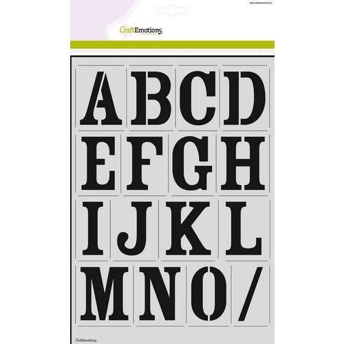 CraftEmotions stencil - alfabet vintage 2xA4 - H=56mm (185070/2201)*