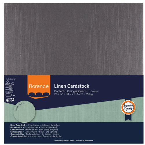 Florence • Linnenkarton 250g 30,5x30,5cm Anthracite 10x (2822-095)
