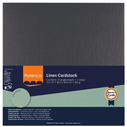 Florence • Linnenkarton 250g 30,5x30,5cm Black 10x (2822-096)