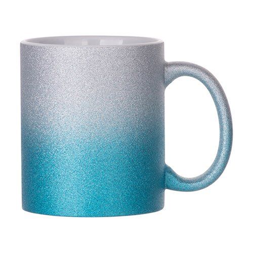 Glitter Sublimatie Mok 11oz - blauw-zilver verloop (B11GTMX-SVBL)