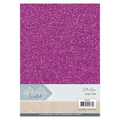 Card Deco Essentials Glitter Paper Bright Pink (CDEGP007)
