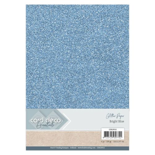 Card Deco Essentials Glitter Paper Bright Blue (CDEGP012)