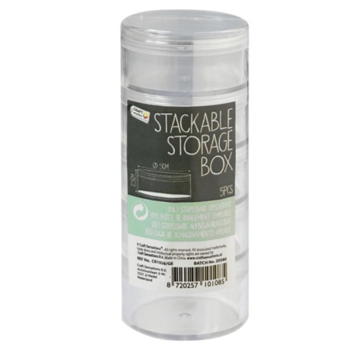 Plastic Stapeldoosjes 4,5x2,5 cm Transparant 5 stuks (CR1026/GE)