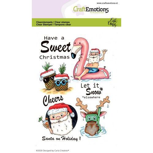 CraftEmotions clearstamps A6 - Santa on Holiday 1 Carla Creaties (130501/1691) (AFGEPRIJSD)