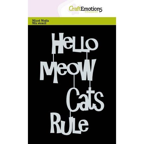 CraftEmotions Mask stencil - Tekst Meow Cats Rule A6 (EN) Carla Creaties (185070/0204) *