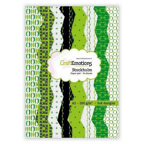 CraftEmotions Paper pad Stockholm - groen 24 vl A5 14,8x21CM (118040/2004)