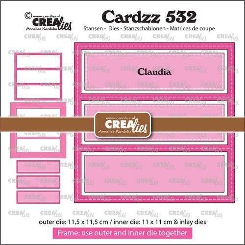 Crealies Cardzz Frame & Inlay Claudia 3x rechthoek CLCZ532 11,5x11,5 - 11x11cm + inlay dies (115634/5565) *