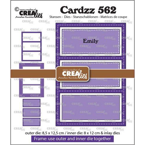 Crealies Cardzz Frame & Inlay Emily 3x rechthoek CLCZ562 8,5x12,5 - 8x12cm + inlay dies (115634/5568) *