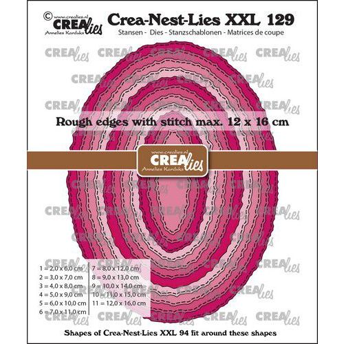 Crealies Crea-nest-dies XXL Ovalen ruwe randen en stiklijn CLNestXXL129 12x16cm (115634/0129) *