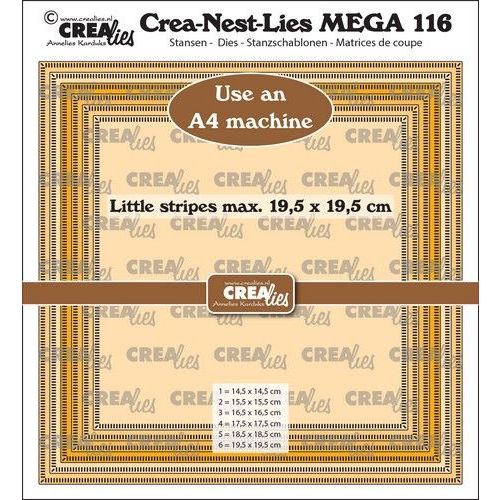 Crealies Crea-Nest-Lies Mega Vierkanten - streepjes halve cm CLNestMega116 19,5x19,5cm (115634/1716) *