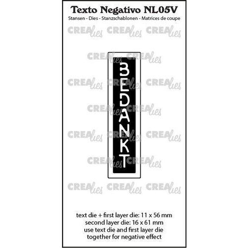 Crealies Texto Negativo Bedankt - NL (V) NL05V max.16x61mm (115634/7405) *