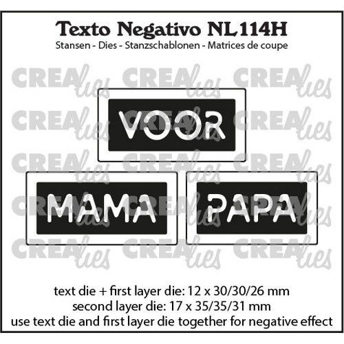 Crealies Texto Negativo VOOR MAMA PAPA (H) - (NL) NL114H max. 17 x 35 mm (115634/7214) *