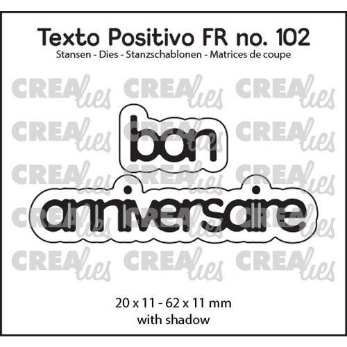 Crealies Texto Positivo bon anniversaire - FR (H) 20x11 - 62x11mm (POSFR102) *