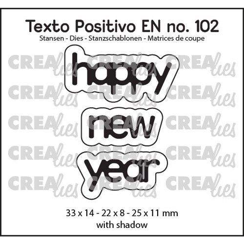 Crealies Texto Positivo happy new year - EN (H) 33x14 - 22x8 - 25x11mm (POSEN102) *
