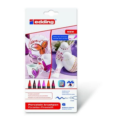 edding-4200 porselein brushpen set van 6ST 1-4 mm (4-4200-6999)