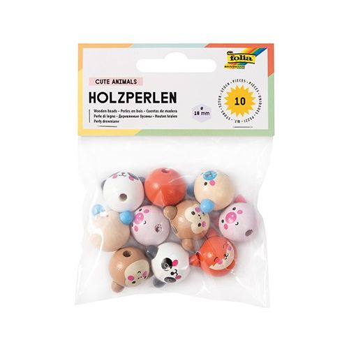 Folia Houten Kralen Schattige Dieren - 10 Stuk (22982)