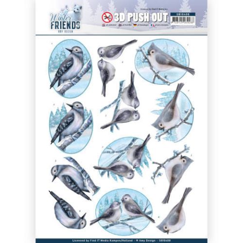 3D Pushout - Amy Design - Winter Friends - Sparkling Birds