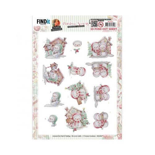 3D Push-Out - Yvonne Creations - Christmas Scenery - Snowman