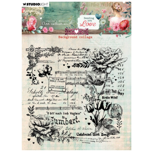 Studio Light • Jenine's Mindful Art Clear Stamps Sending You Love Background Collage - STAMP797 *