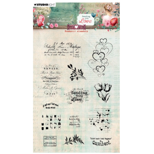 Studio Light • Jenine's Mindful Art Clear Stamps Sending You Love Romantic Elements - STAMP799 *