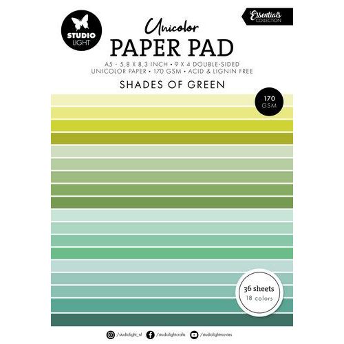 Studio Light Unicolor paper pad Shades of green Essent. nr.156 SL-ES-UPP156 148x210x8mm (117018/0708) *