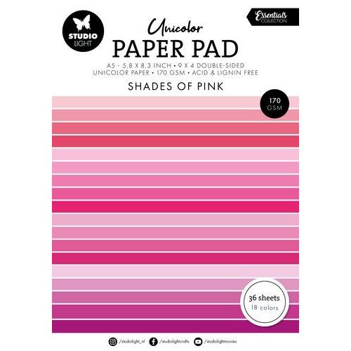 Studio Light Unicolor paper pad Shades of pink Essent. nr.155 SL-ES-UPP155 148x210x8mm (117018/0707) *