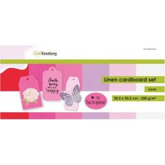 CraftEmotions linnenkartonset 12 vel - Love 30,5x30,5cm 250gr