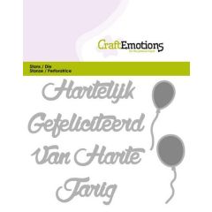 CraftEmotions Die Tekst - Hartelijk Gefeliciteerd (NL) Card 11x9cm (115633/0301) *