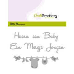 CraftEmotions Die Tekst - Hoera een baby (NL) Card 11x9cm (115633/0305)*