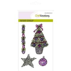 CraftEmotions clearstamps A6 - Kerstboom, ster Purple Holiday (130501/1056)*