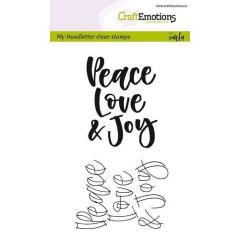  CraftEmotions clearstamps A6 - handletter - Peace Love... (Eng) (130501/1810) (AFGEPRIJSD)