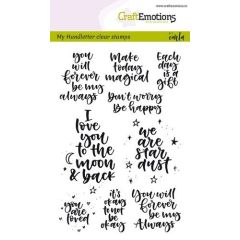 CraftEmotions clearstamps A6 - handletter - happy feelings (Eng)  Carla Kamphuis (130501/1815)*