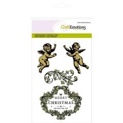CraftEmotions clearstamps A6 - engeltjes ornament label Purple Holiday (130501/1054)*