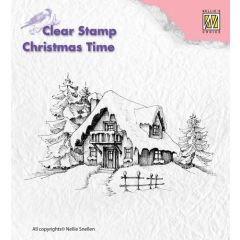 Nellies Choice - Clearstamp - Christmas Time - besneeuwd huis (CT014)*