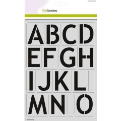 CraftEmotions stencil - alfabet basic 2xA4 - H=57mm (185070/2203)*