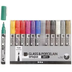 GLAS- EN PORSELEINSTIFT DEKKEND SET 12 STUKS (31334)