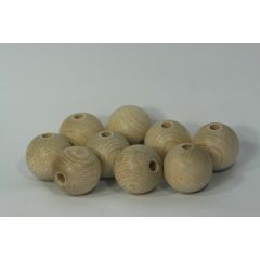 Houten bal uit beuken met gat, naturel 3,5cm p/st (810100/1035)