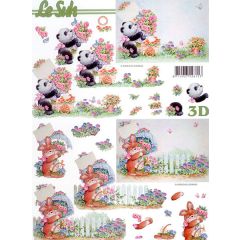 3D Knipvel - Le Suh - Panda - Konijn met bloemen -8