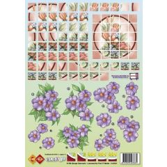 Knipvel - Card Deco - Bloxx en paarse bloemen